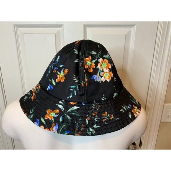 Erdem Kallmus Black Floral Nylon Printed Bucket Hat NWT $390 Size Large - Picture 7 of 8